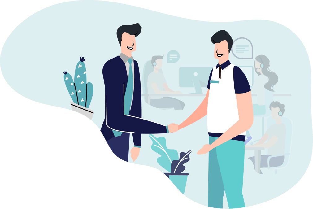 man shaking hand illustration